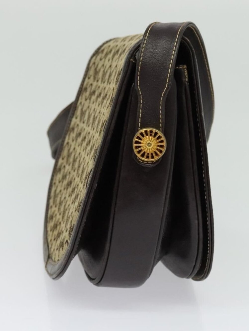 Authentic CELINE C Sulky Shoulder Bag Canvas Beige Gold - Picture 10 of 16